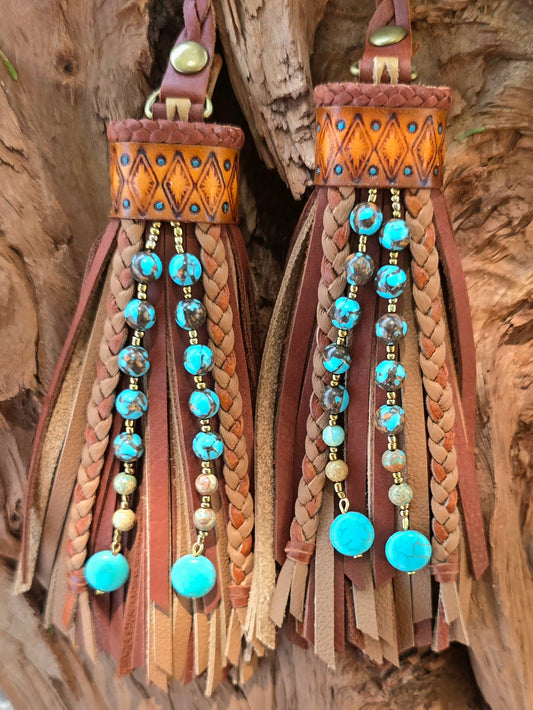 6" Mosaic Canyon D-ring Leather Tassels