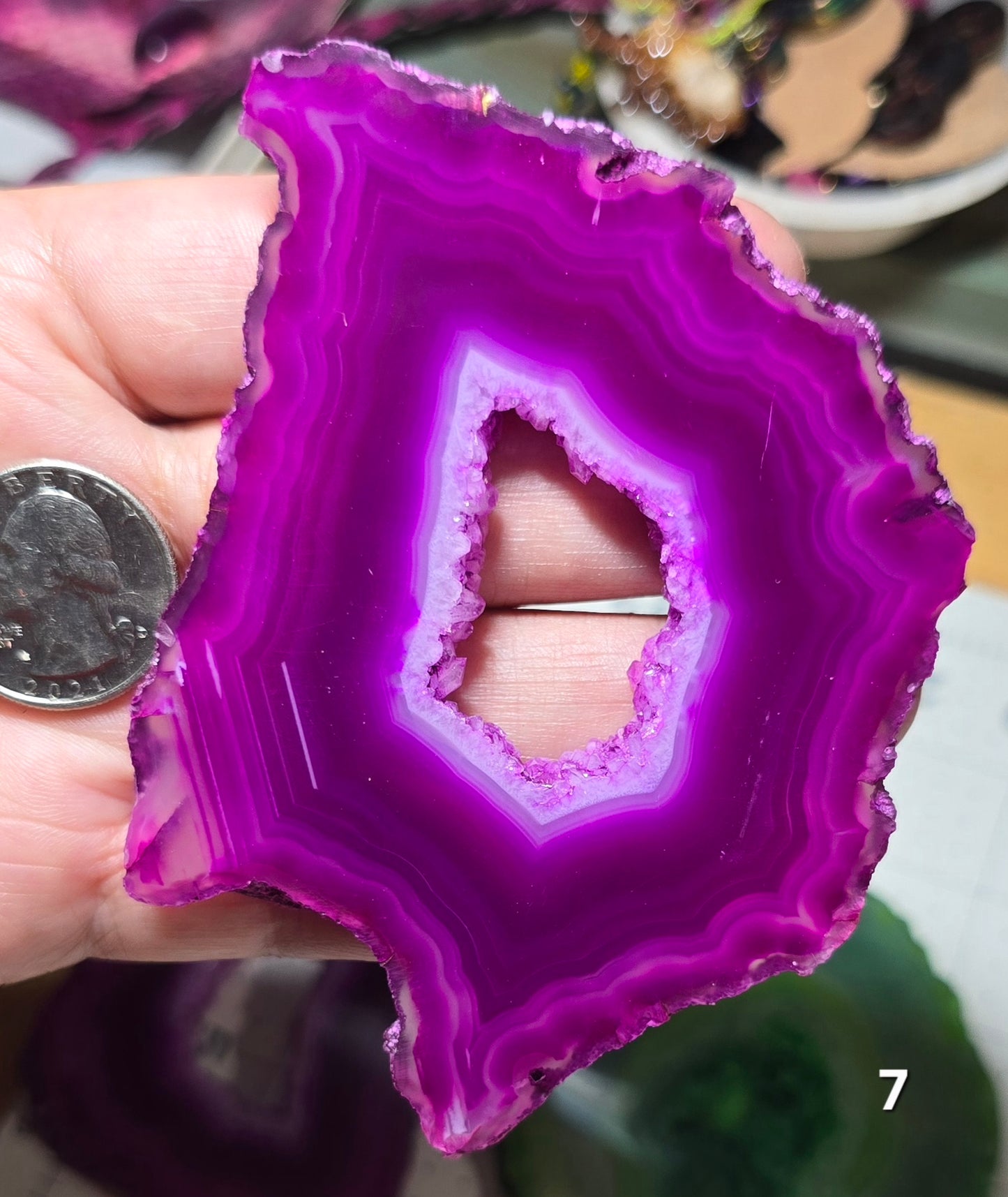 #7 Large Druzy Window Agate Slice (dyed)