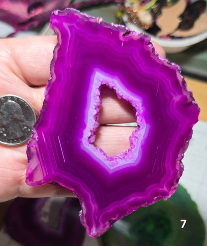 #7 Large Druzy Window Agate Slice (dyed)