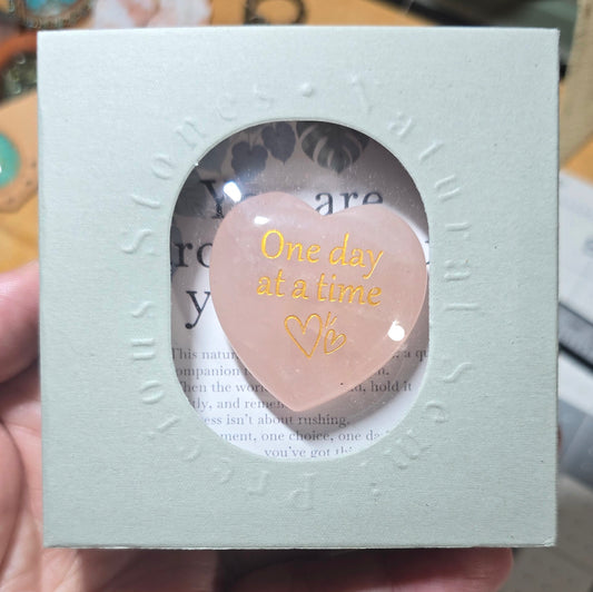 Engraved Rose Quartz Heart Gift Boxes
