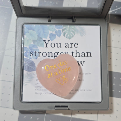 Engraved Rose Quartz Heart Gift Boxes
