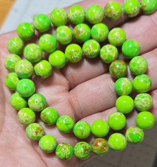 8.5mm Green Sea Sediment Jasper Bead Strand