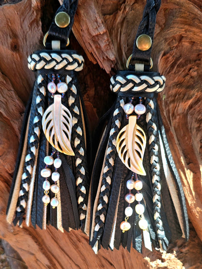 5" Prairie Pearl D-Ring Leather Tassels