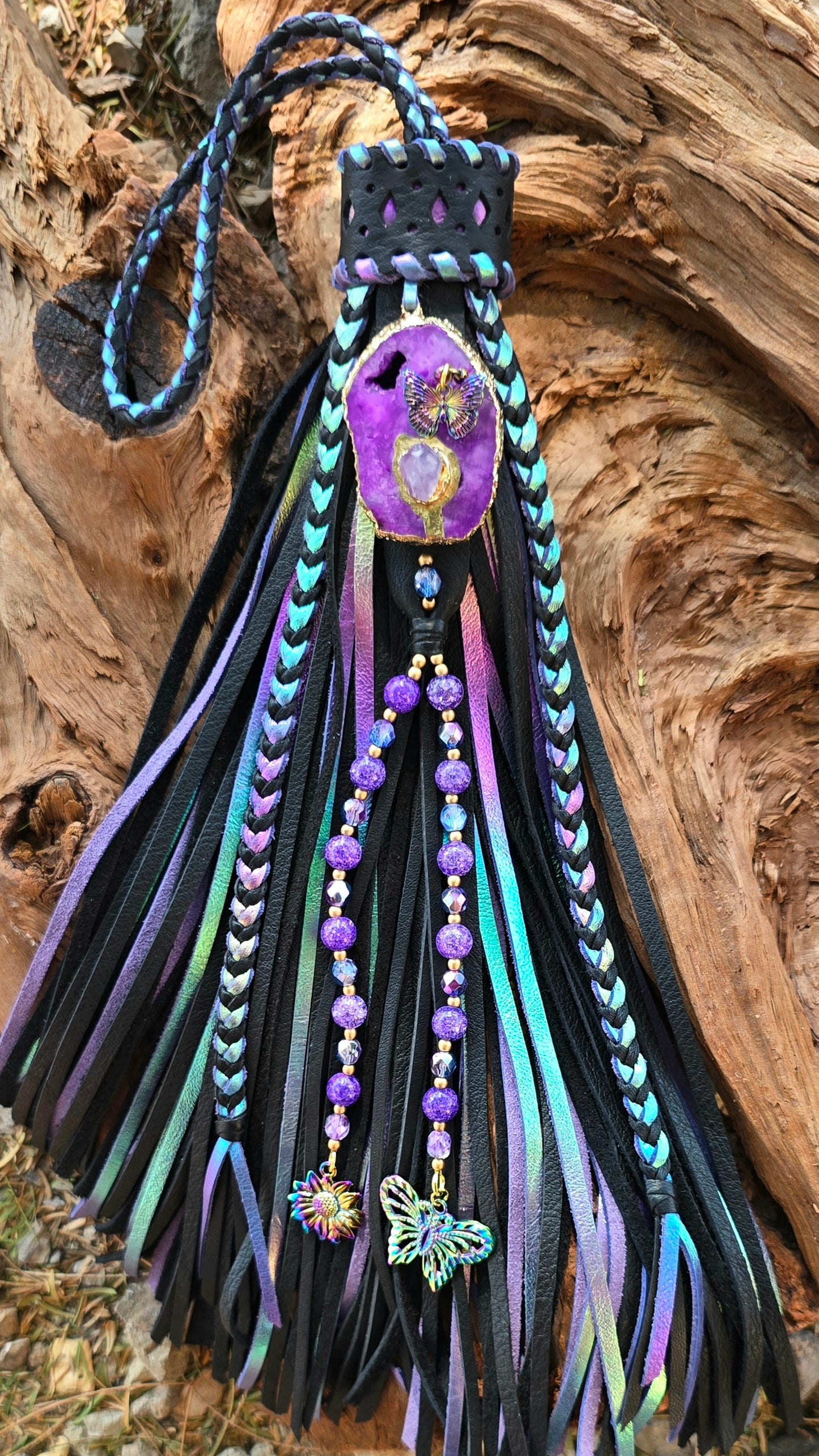 12" Holographic Dreams Leather Tassel
