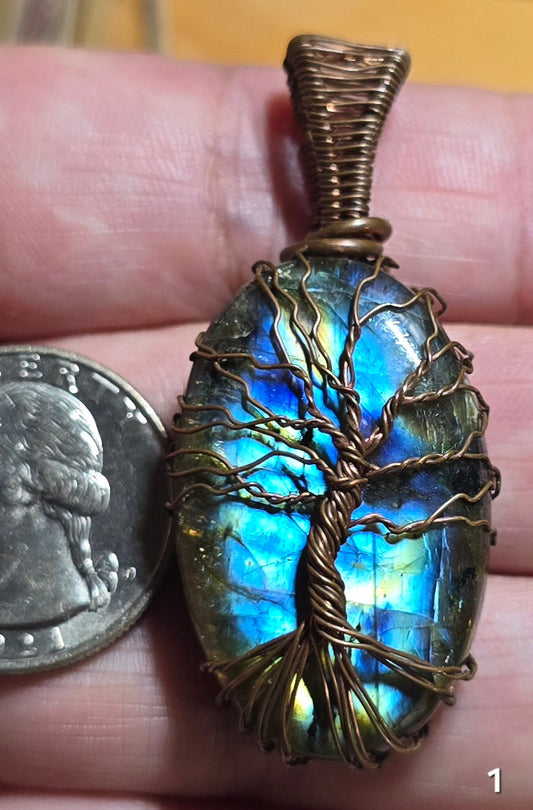 #1 Wire-wrapped Labradorite Pendant