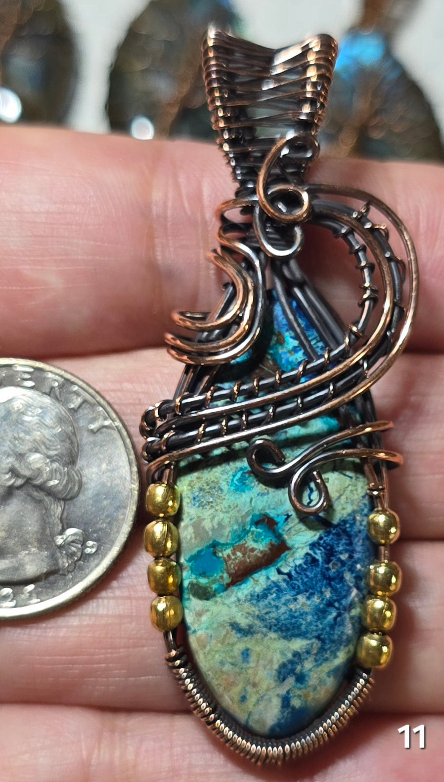 #11 Azurite Wire-wrapped Pendant
