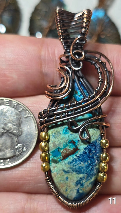 #11 Azurite Wire-wrapped Pendant