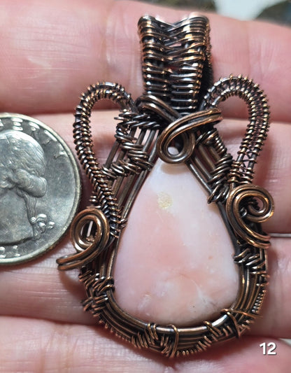 #12 Pink Opal Wire-wrapped Pendant