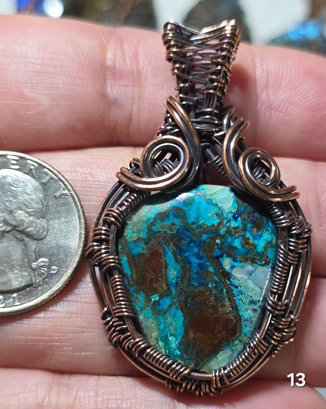 #13 Azurite Wire-wrapped Gemstone Pendants