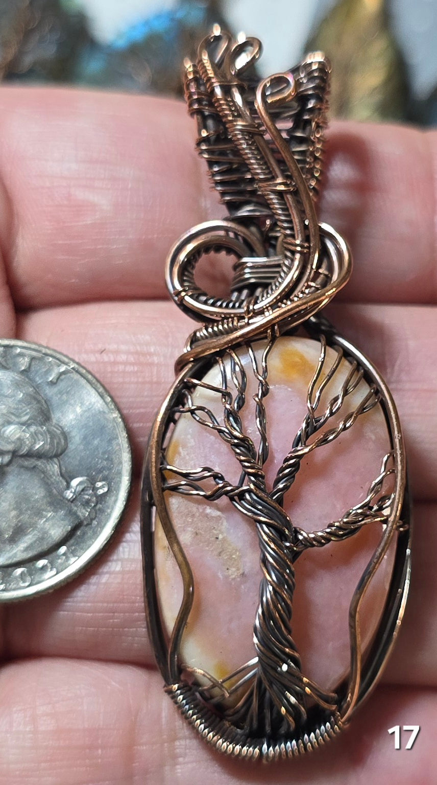 #17 Pink Opal Wire-wrapped Pendant
