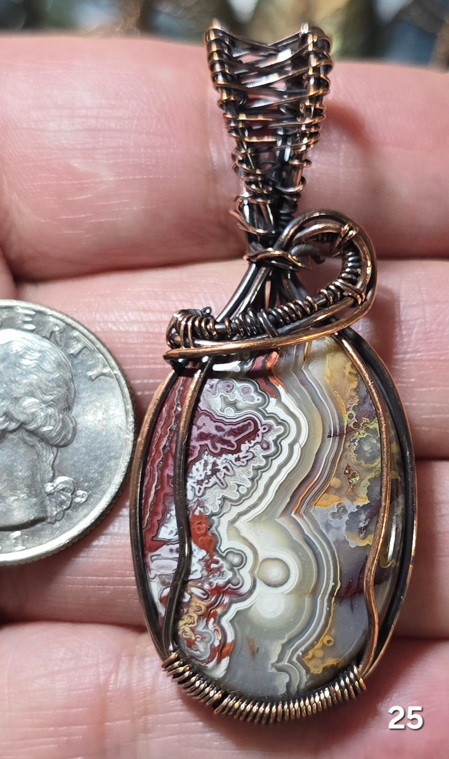 #25 Crazy Lace Agate Wire-wrapped Pendant