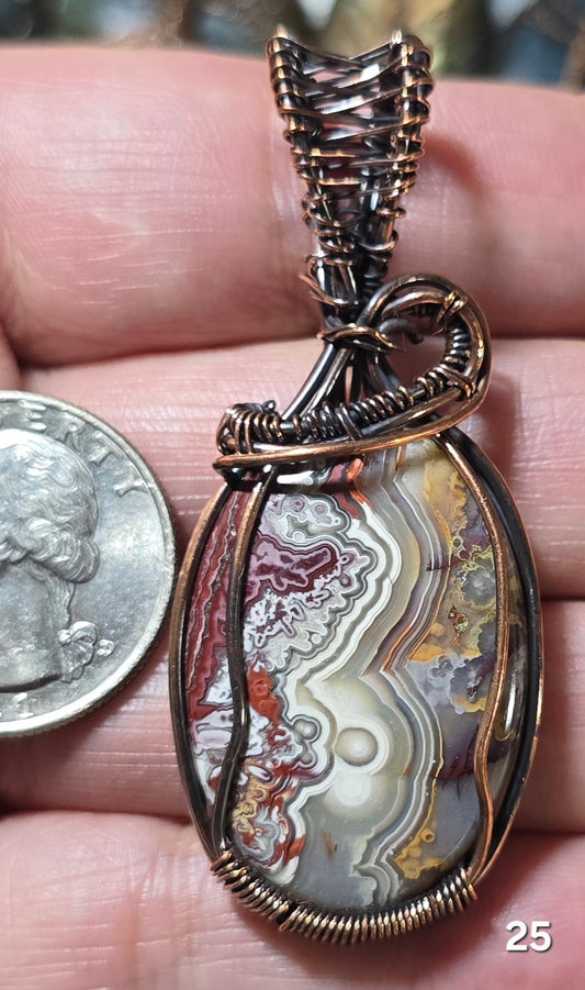 #25 Crazy Lace Agate Wire-wrapped Pendant