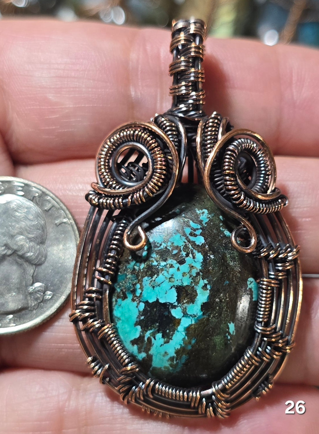 #26 Tibetan Turquoise Wire-wrapped Pendant