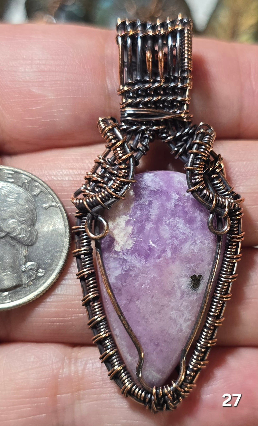 #27 Lepidolite Wire-wrapped Pendant