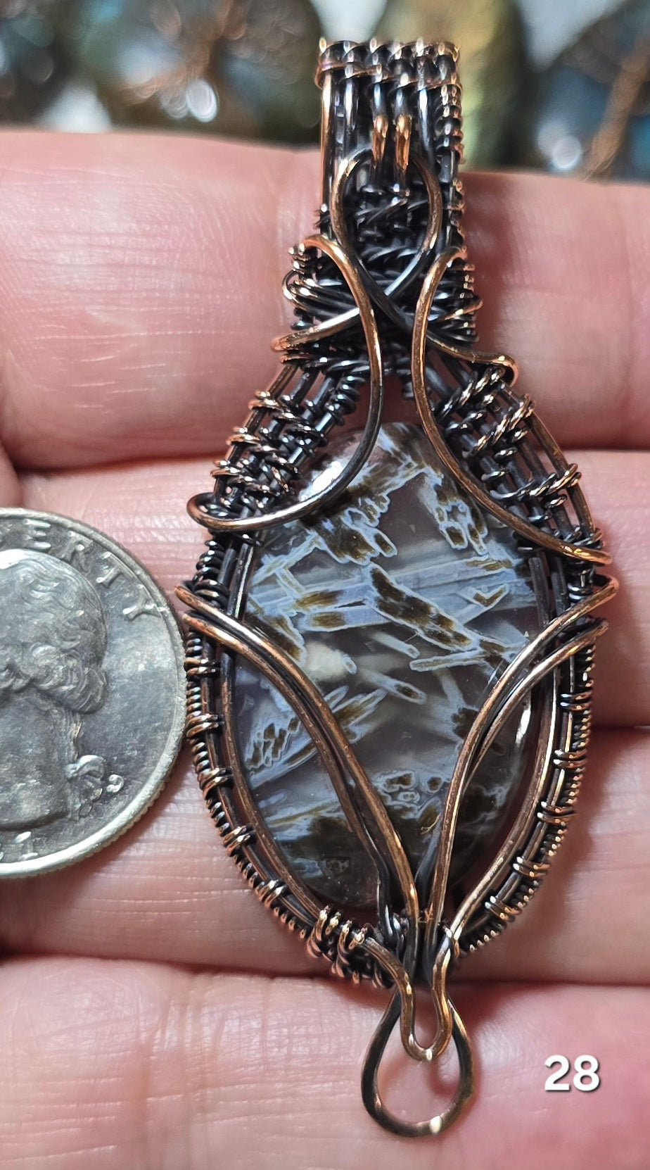 #28 Sagenitic Agate Wire-wrapped Pendant