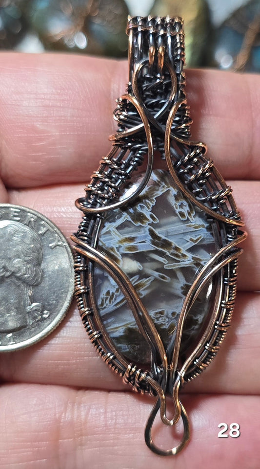 #28 Sagenitic Agate Wire-wrapped Pendant