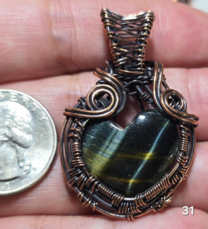 #31 Blue Tiger Eye Wire-wrapped Pendant