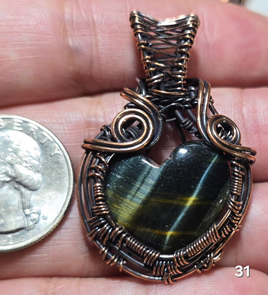 #31 Blue Tiger Eye Wire-wrapped Pendant