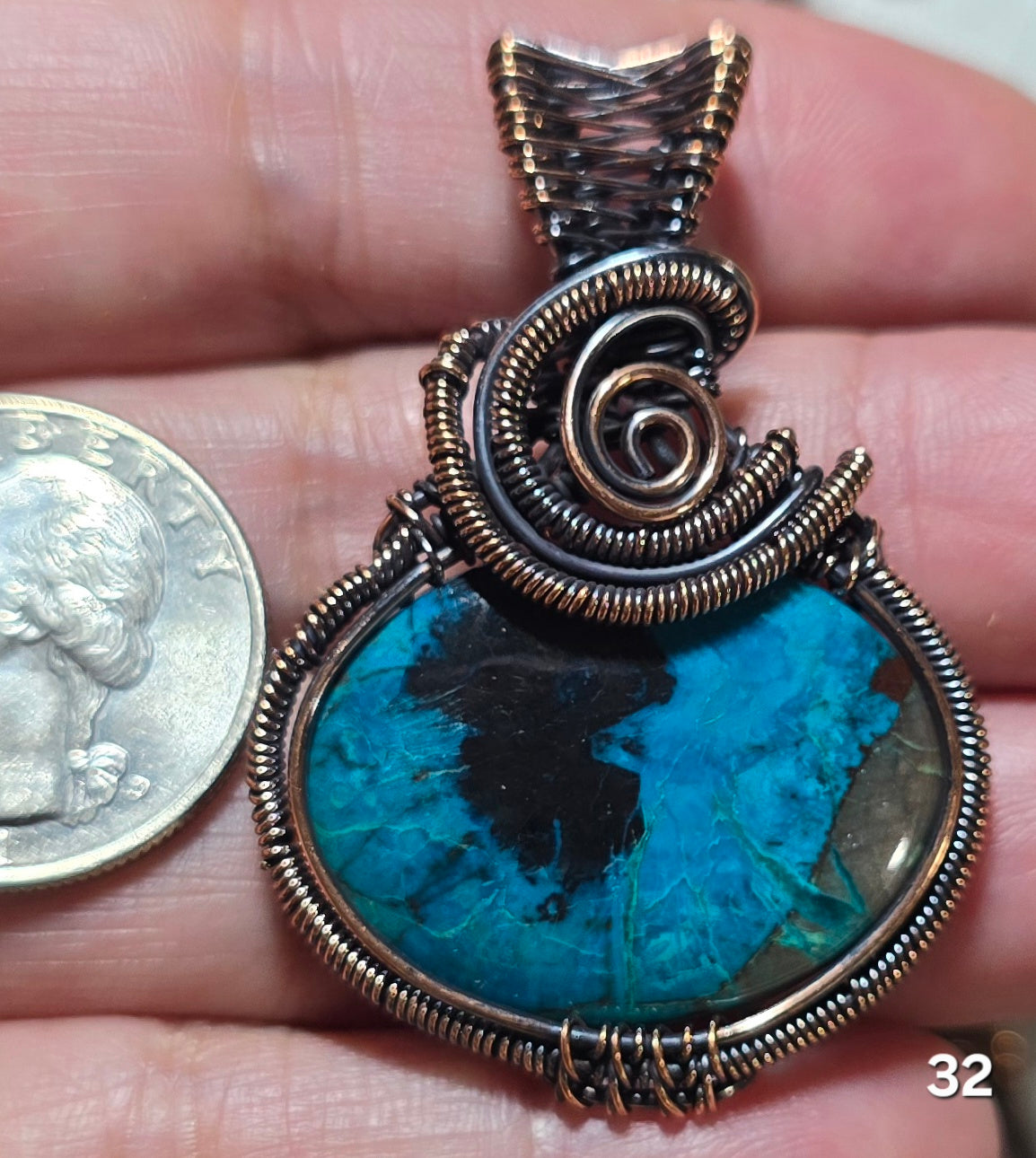 #32 Chrysocolla in Matrix Wire-wrapped Pendant