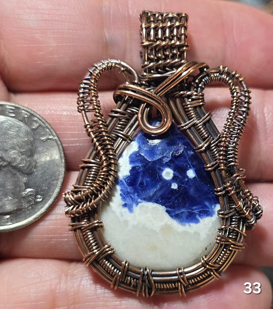 #33 Sodalite Wire-wrapped Pendant