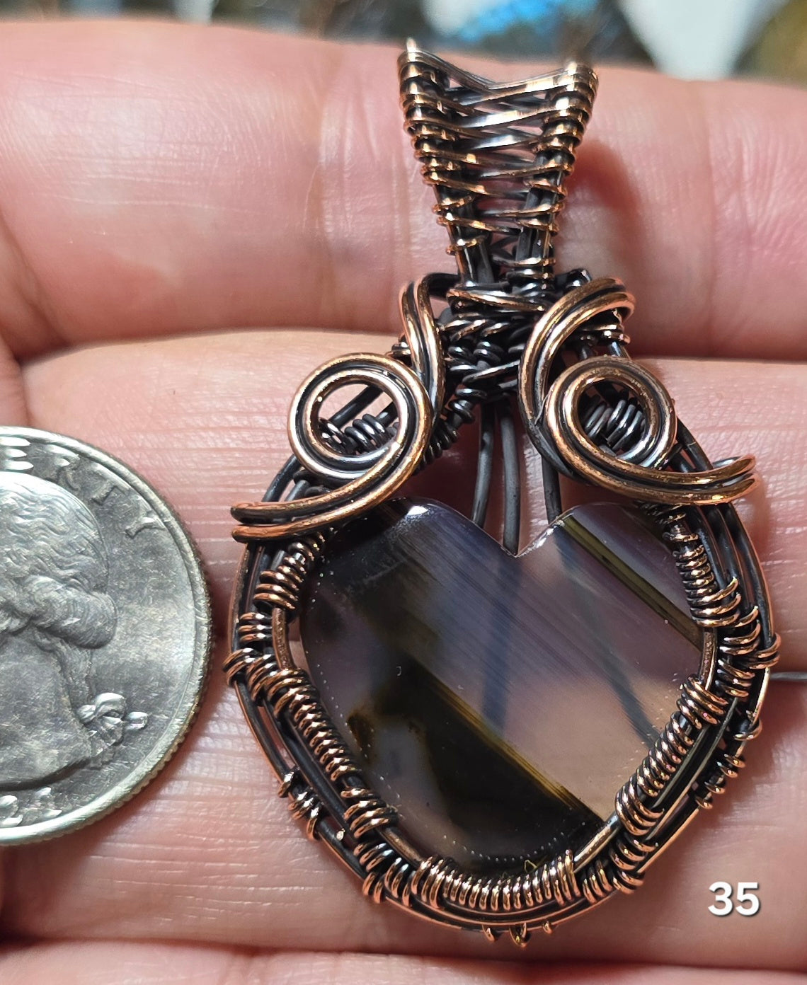 #35 Banded Agate Wire-wrapped Pendant