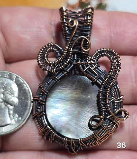 #36 Black Lip Mother-of-Pearl Wire-wrapped Pendant