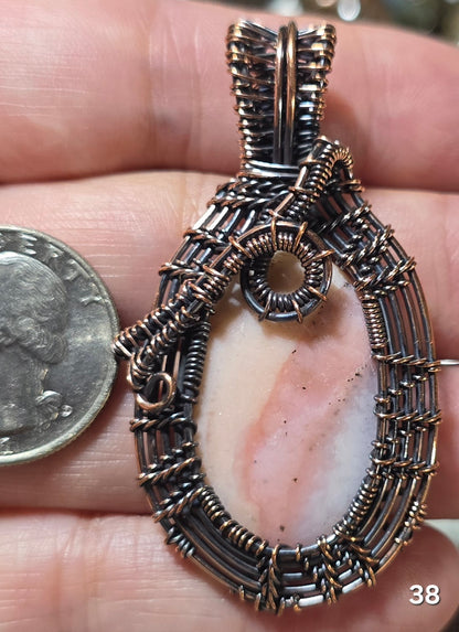 #38 Pink Opal Wire-wrapped Pendant