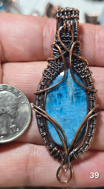 #39 Blue Kyanite Wire-wrapped Pendant