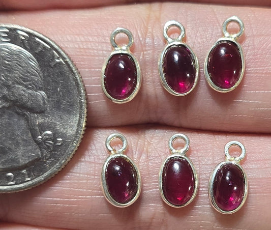 7x6mm Garnet - Sterling Silver