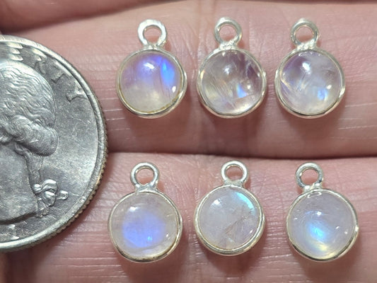8mm Moonstone - Sterling Silver Charms