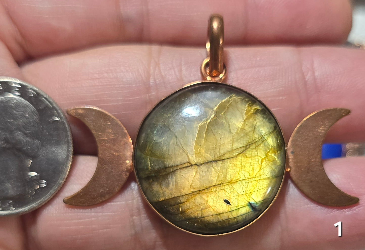 #1 Copper Moon Phase Labradorite Pendant