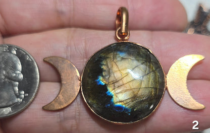 #2 Copper Moon Phase Labradorite Pendant