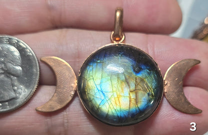 #3 Copper Moon Phase Labradorite Pendant