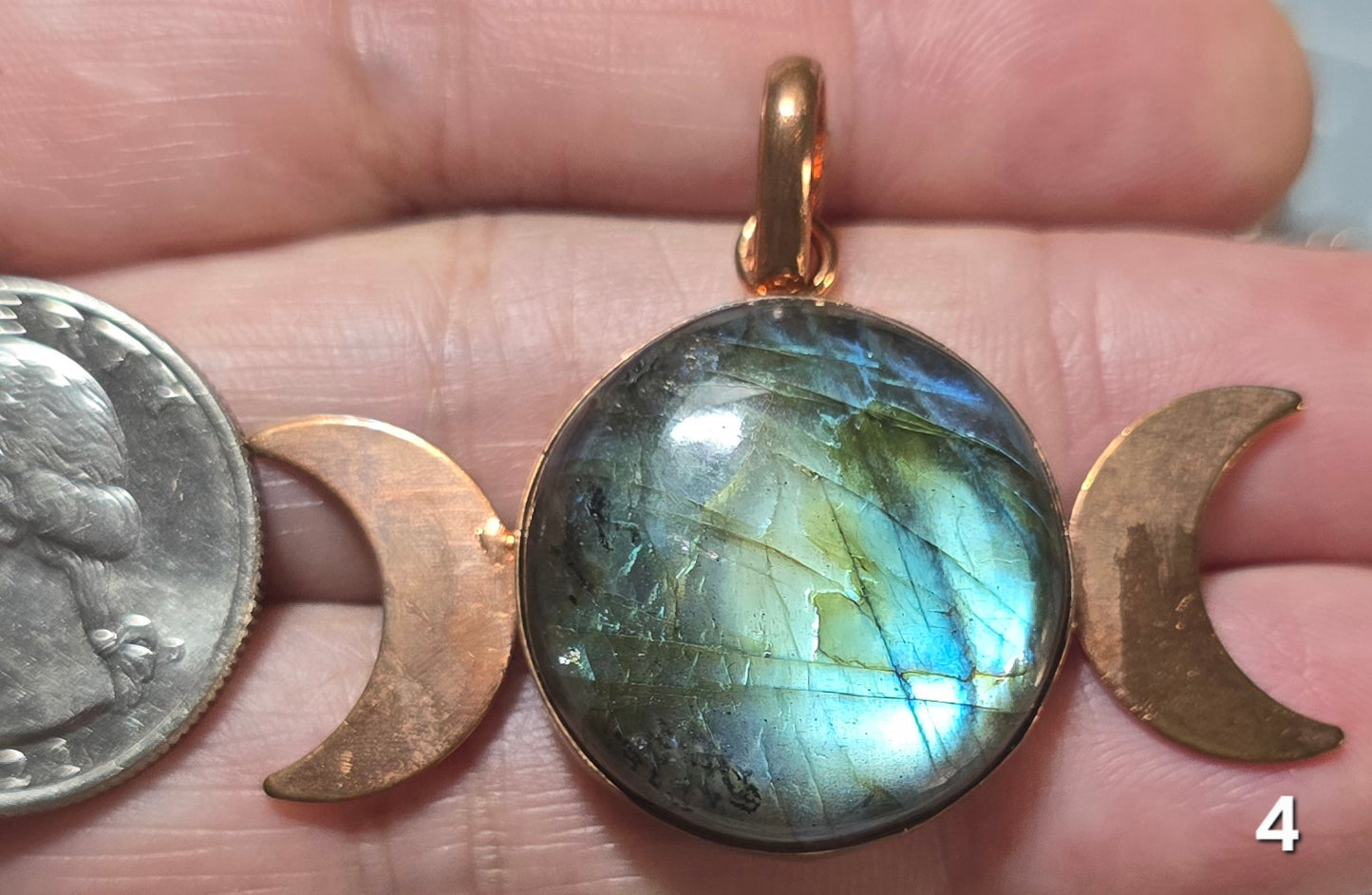 #4 Copper Moon Phase Labradorite Pendant