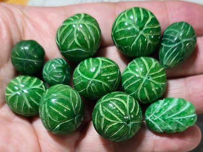 Carved Emerald Bead Lot