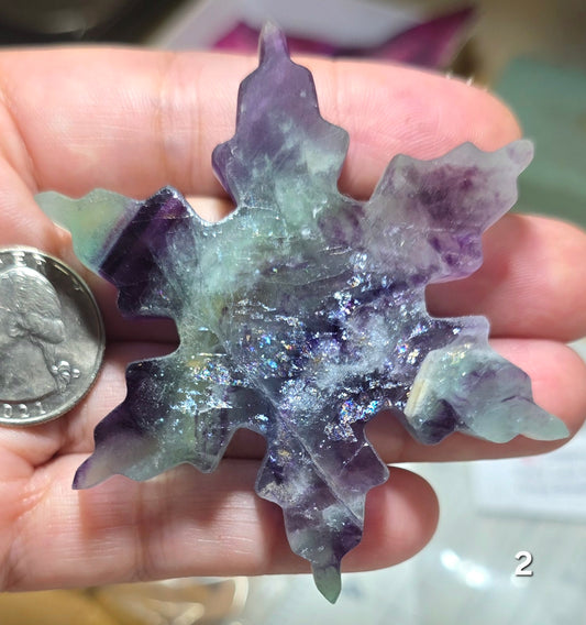 #2 Rainbow Fluorite Snowflake Carving