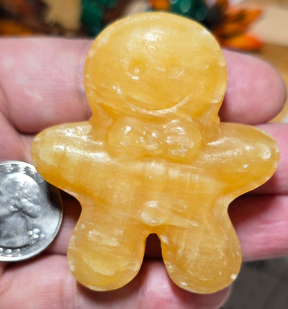 Orange Calcite Gingerbread Man Carving