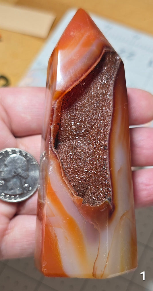 #1 Carnelian Druzy Tower
