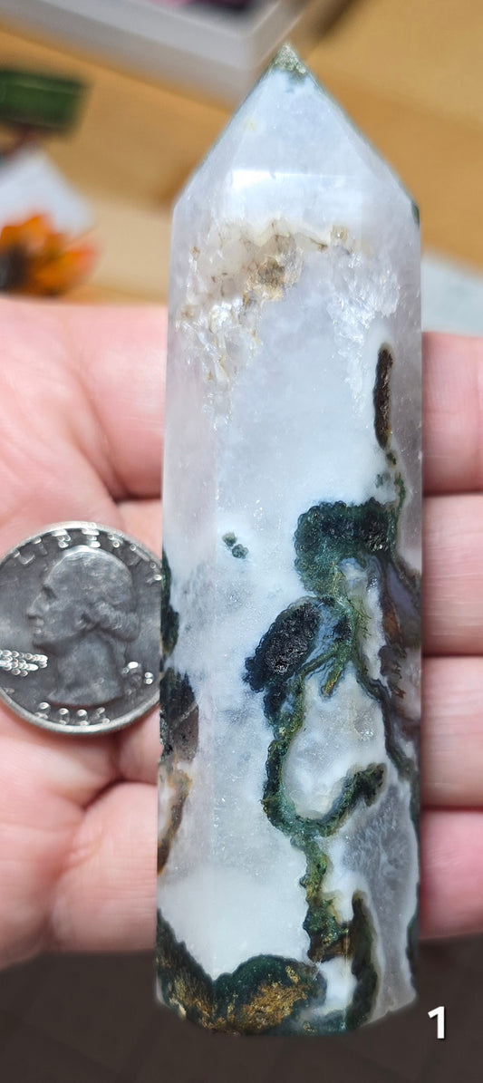 #1 Moss Agate Druzy Tower