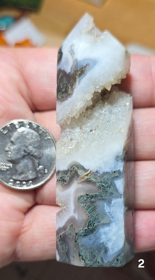 #2 Moss Agate Druzy Tower