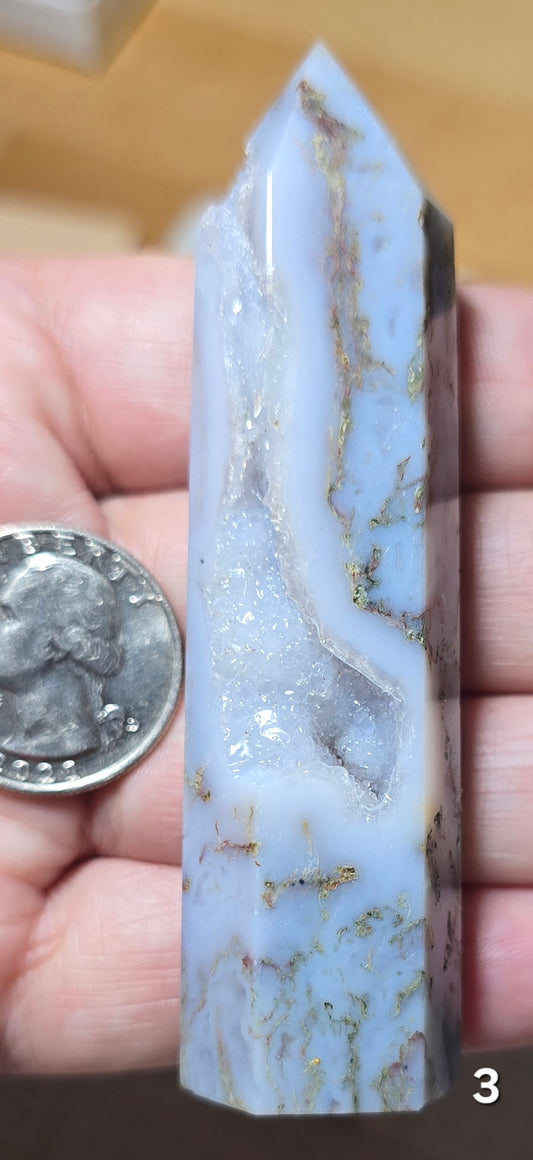 #3 Blue Moss Agate Druzy Tower