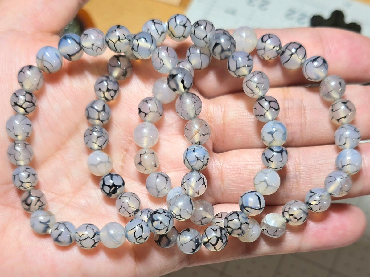 8mm Dragon Vein Agate Bracelet