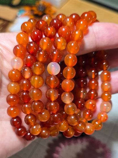 8mm Orange Carnelian Bracelet