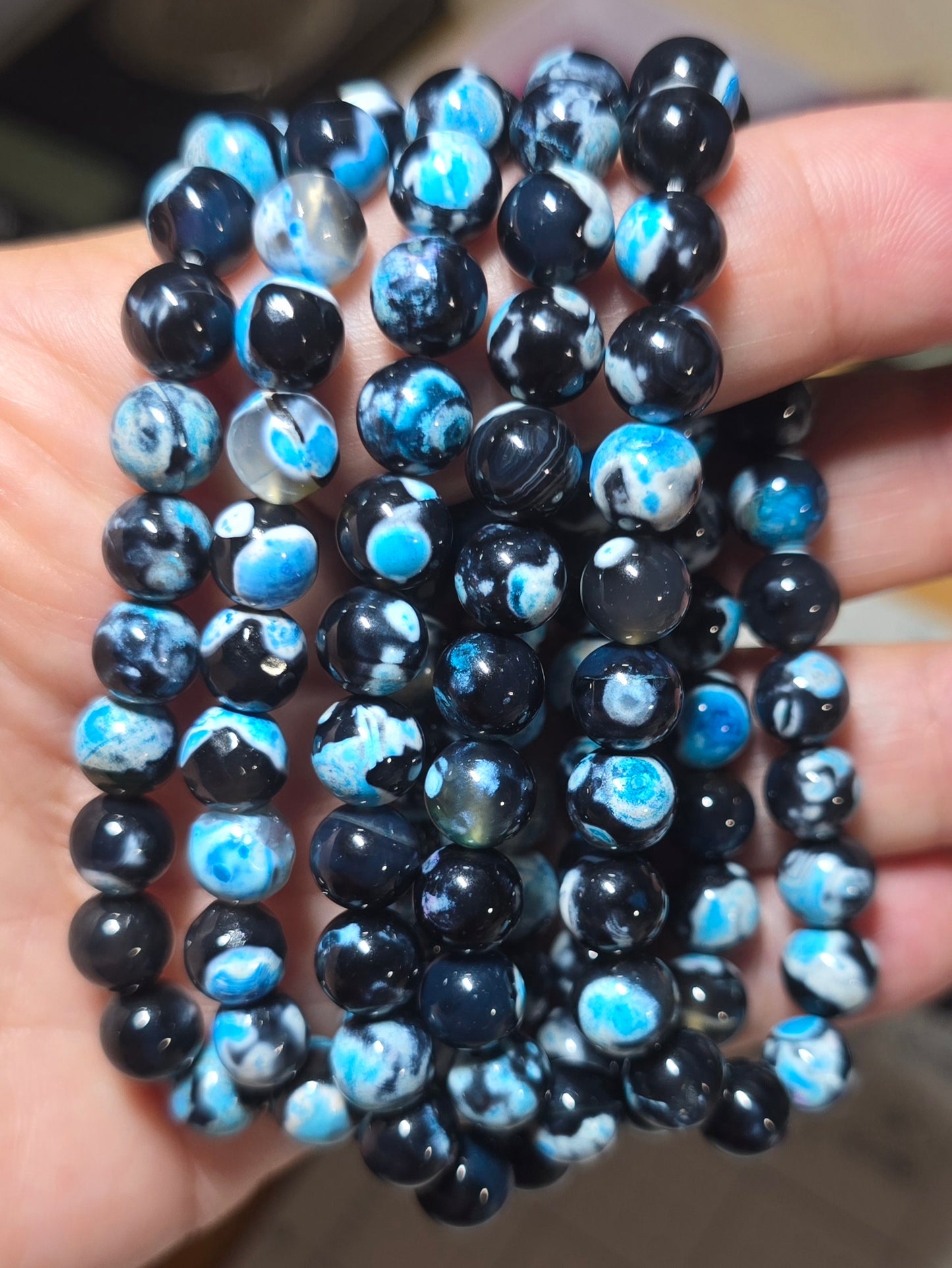8mm Blue Fire Agate Bracelet