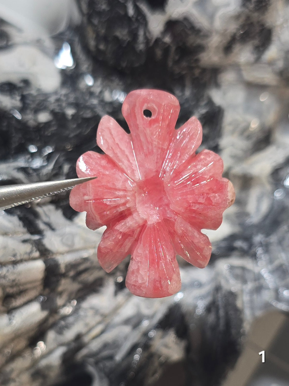 #1 Rhodochrosite Flower Carving