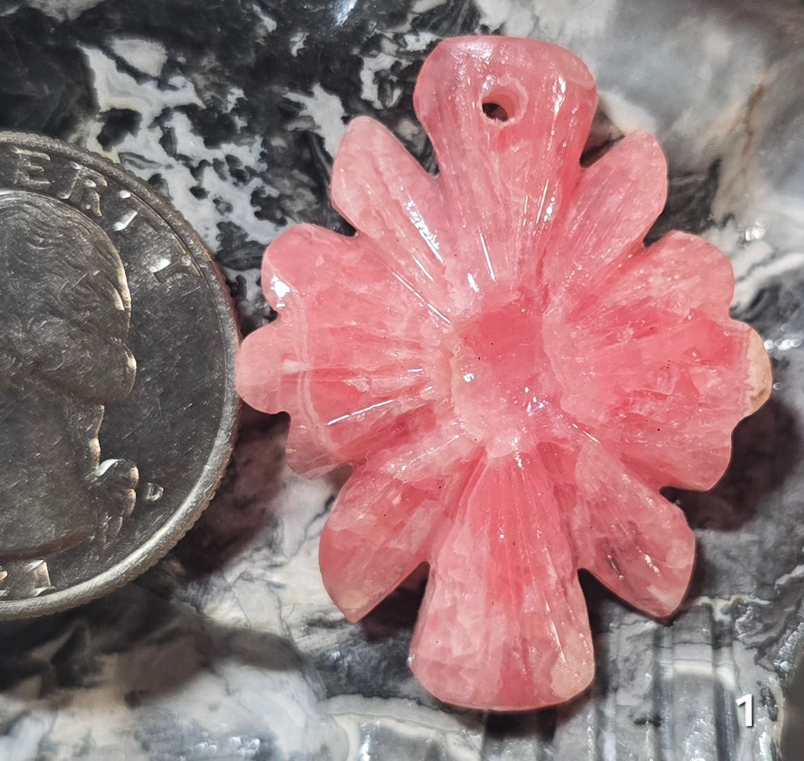 #1 Rhodochrosite Flower Carving