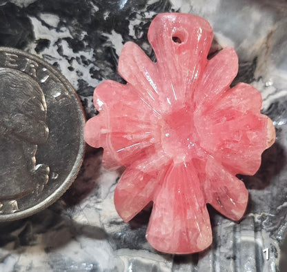 #1 Rhodochrosite Flower Carving