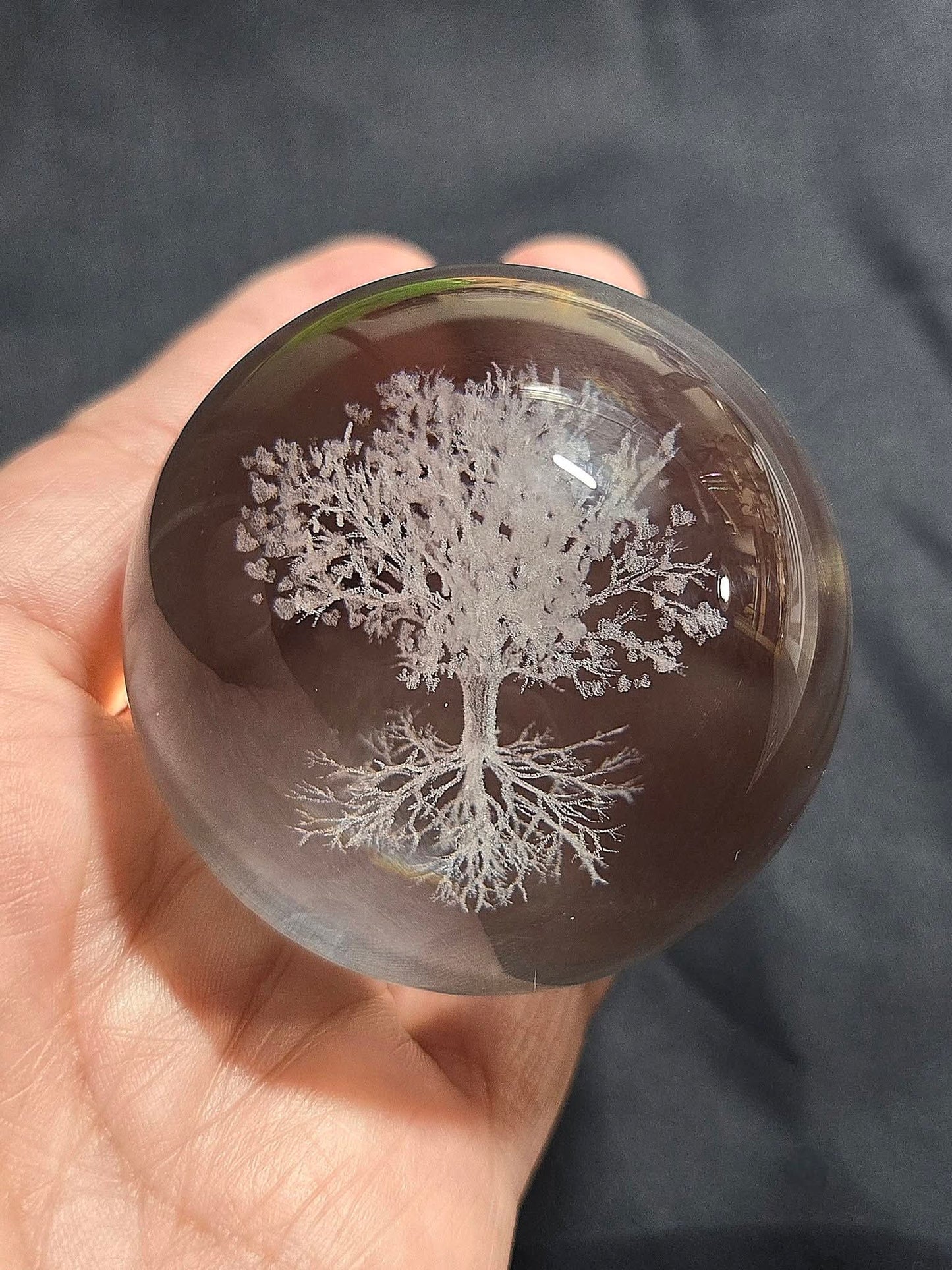Tree of Life Glass Sphere Inner Carving