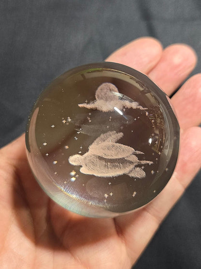 Sea Turtles Glass Sphere Inner Carving