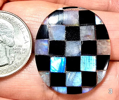 #3 Checkered Rainbow Moonstone & Onyx